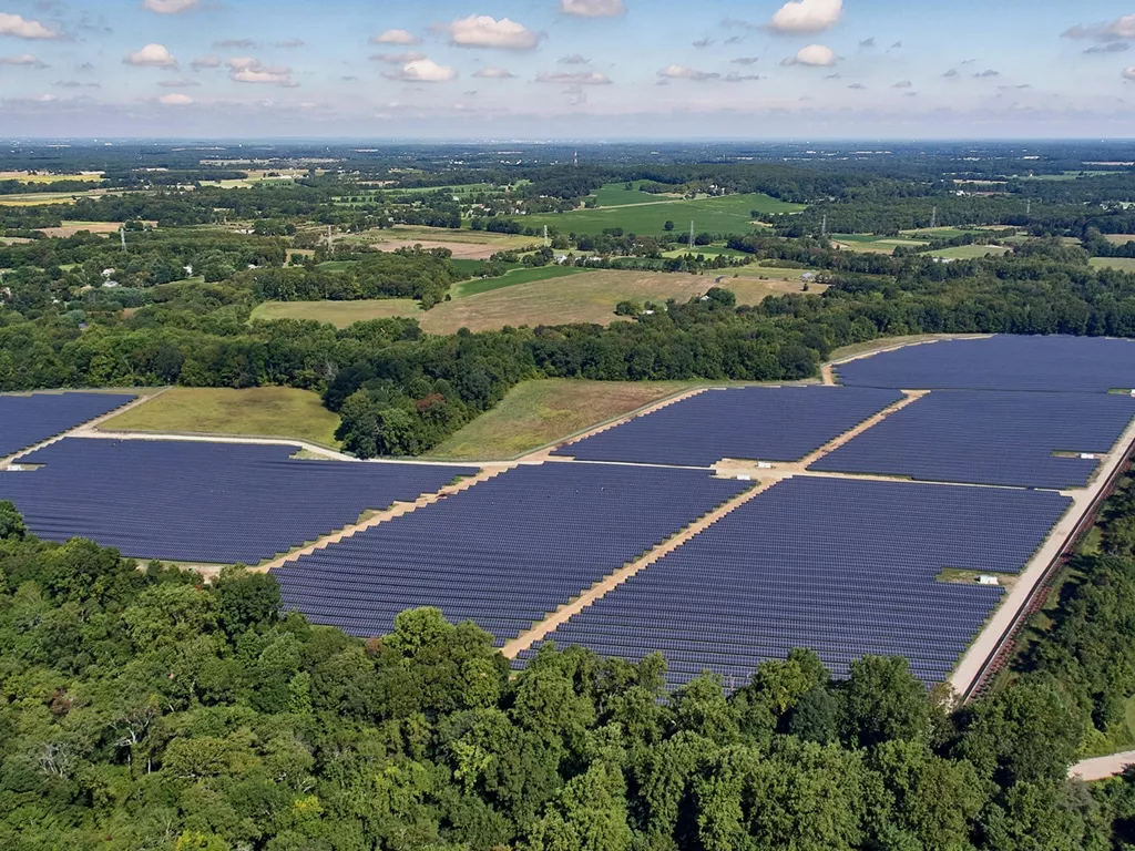 Aerial photo of solar panels