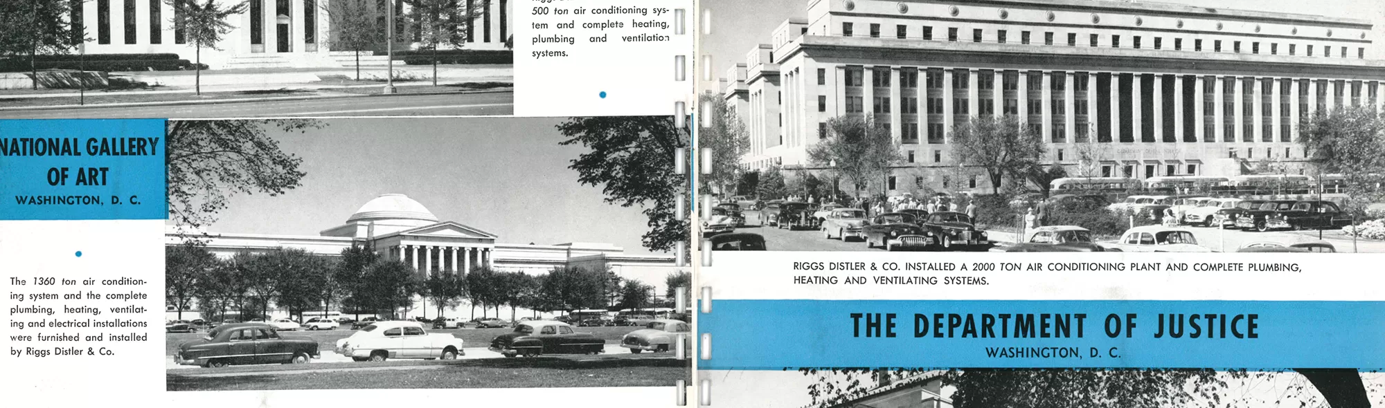Spread from a booklet showing buildings around Washington D.C.