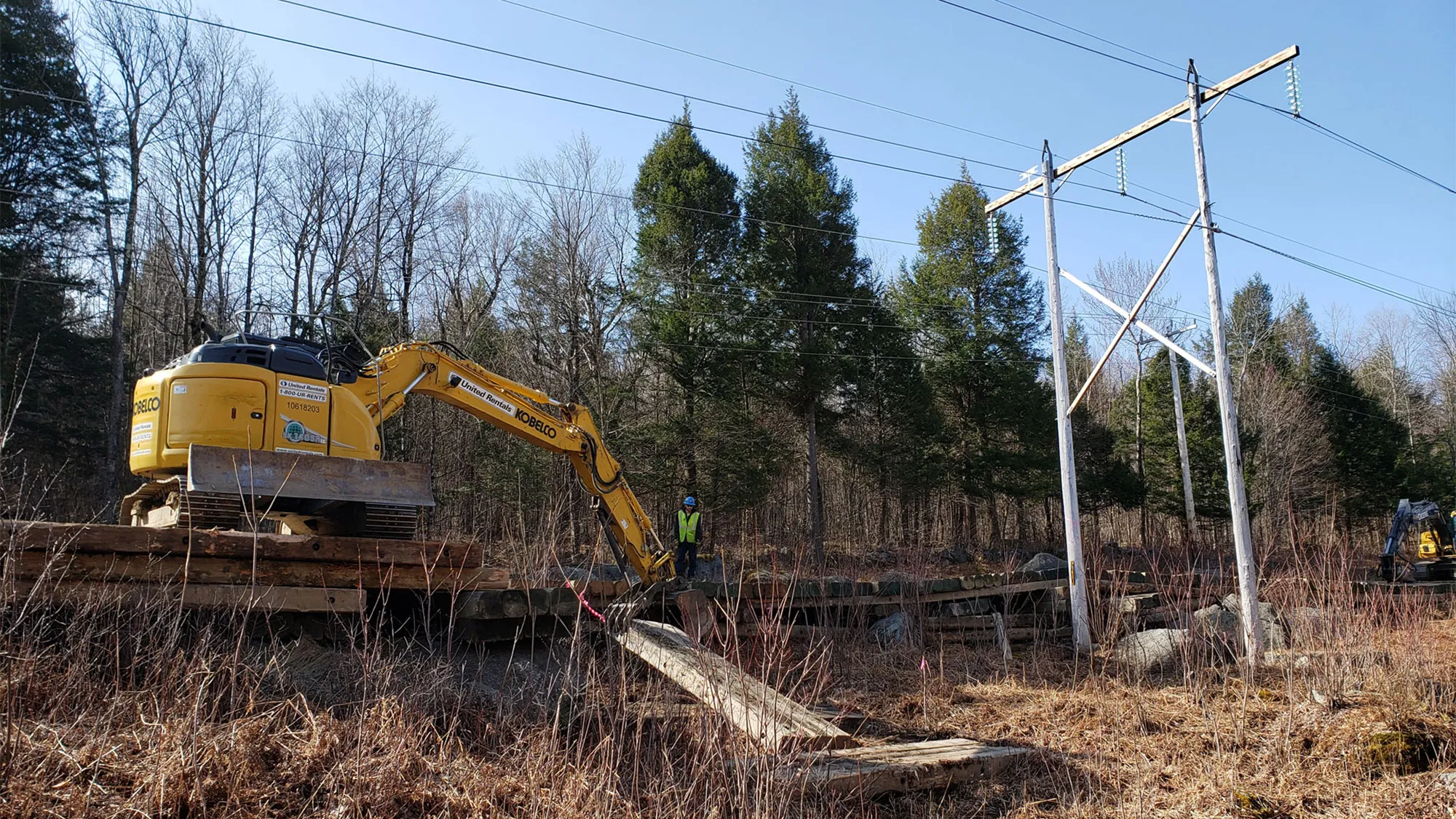 Heavy equipment moving timber matting