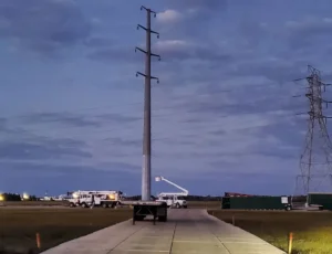 Matting leading up to transmission tower